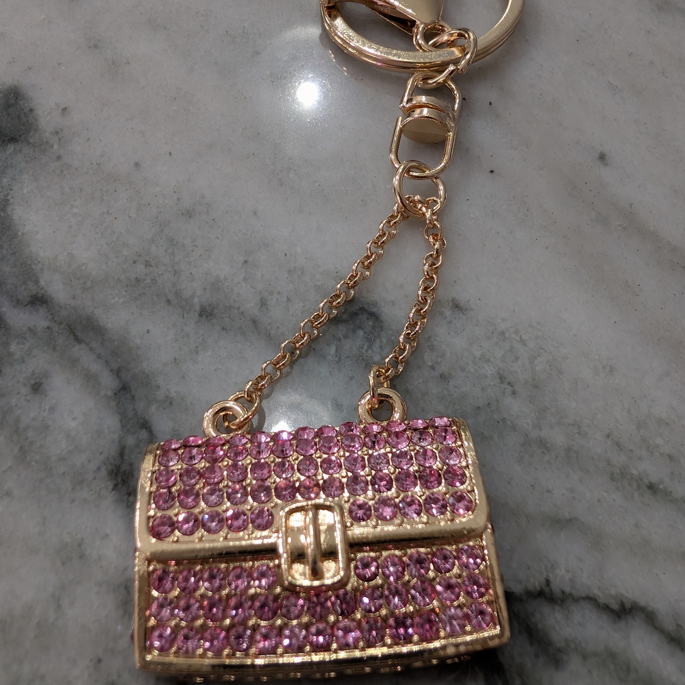 Restocked!! 4 Available - Pink Crystal Mini Purse Bag Charm Keychain